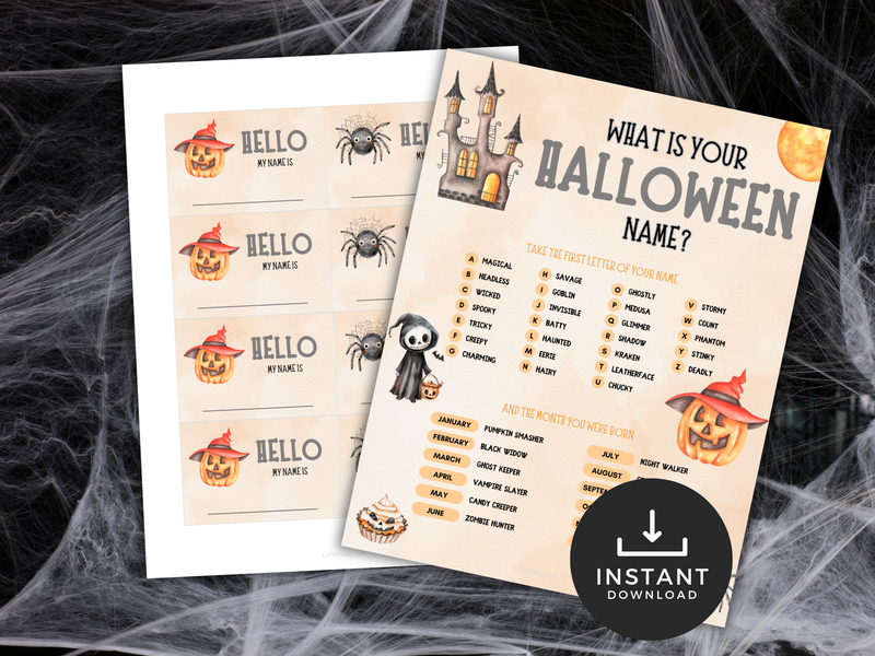 what is your halloween printable name game