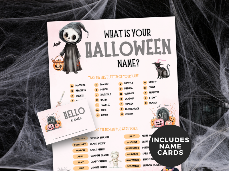 Pink Halloween Printable Name Game