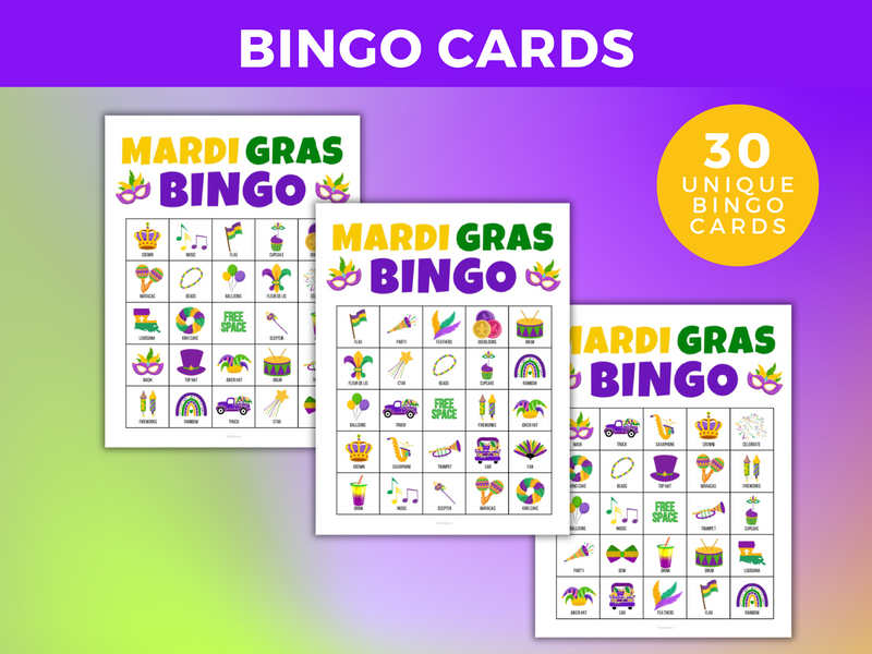 mardi gras bingo game printable