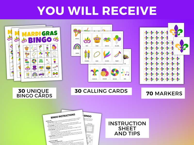 mardi gras bingo game printable