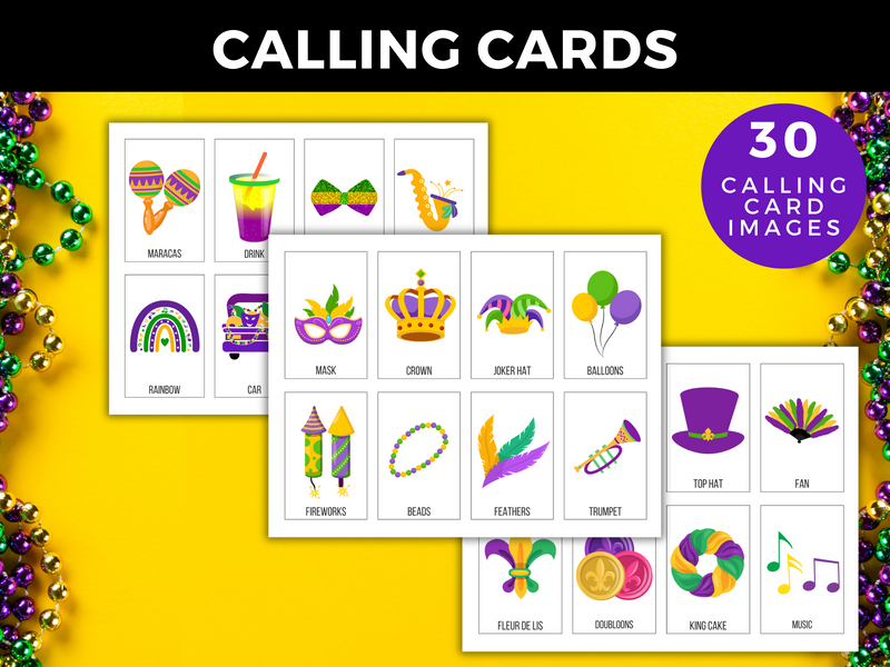 Mardi Gras Bingo Printable Game