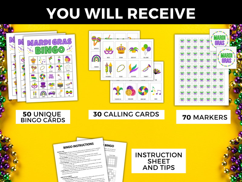 Mardi Gras Bingo Printable Game