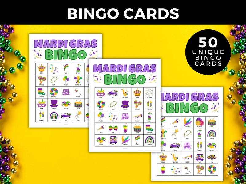 mardi gras printable bingo cards