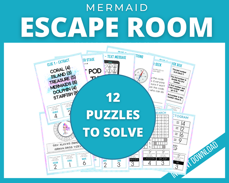 printable mermaid escape room clues