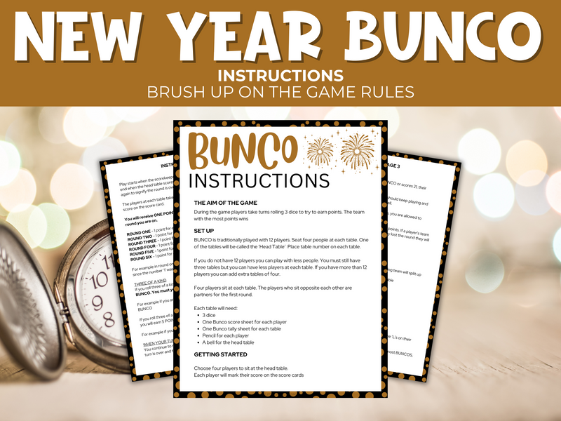 New Years Eve Bunco Game