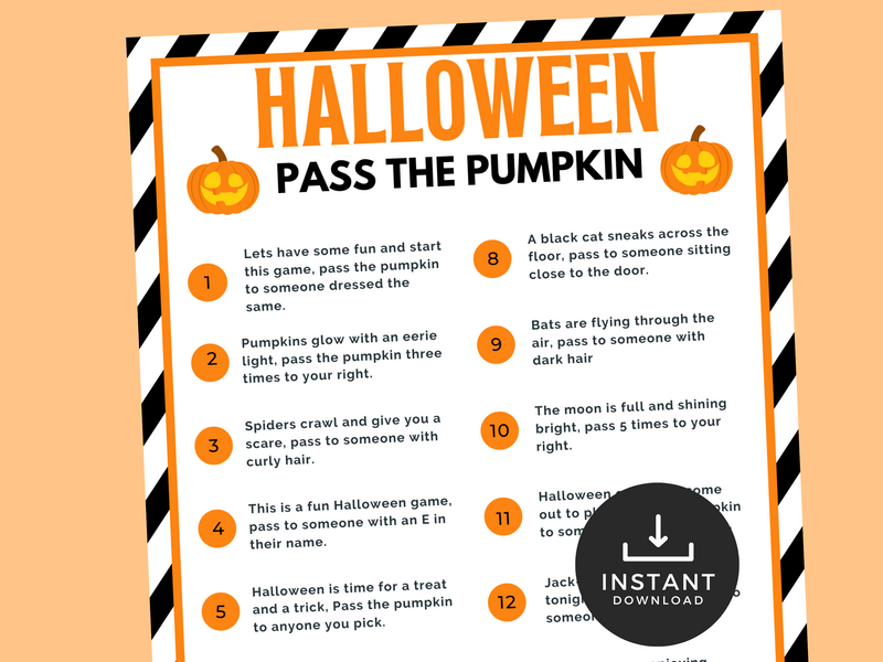 printable pass the candy halloween game