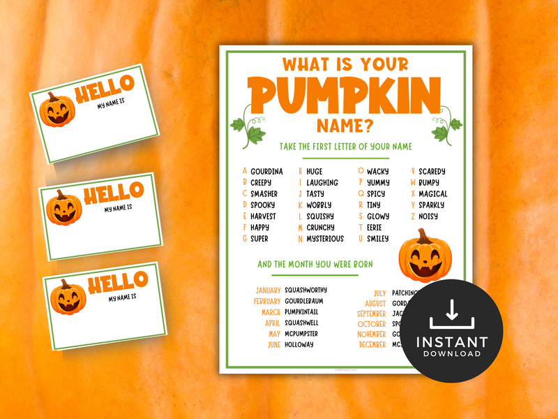 Halloween What is your Pumpkin Name Game