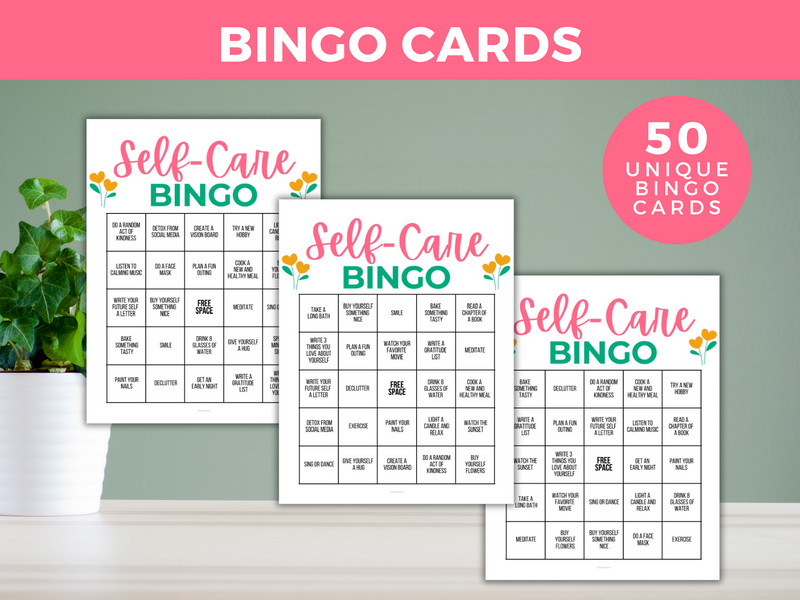 printable self care bingo game