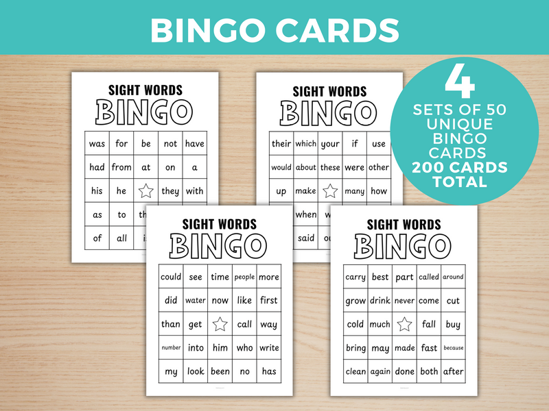 printable sight words bingo game