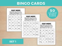 printable sight words bingo game