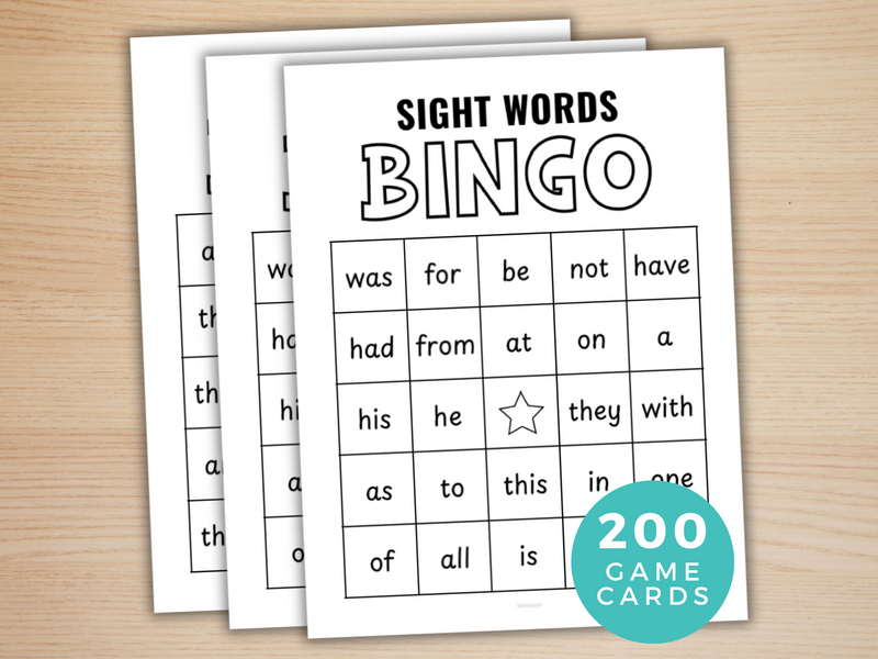 printable sight words bingo game