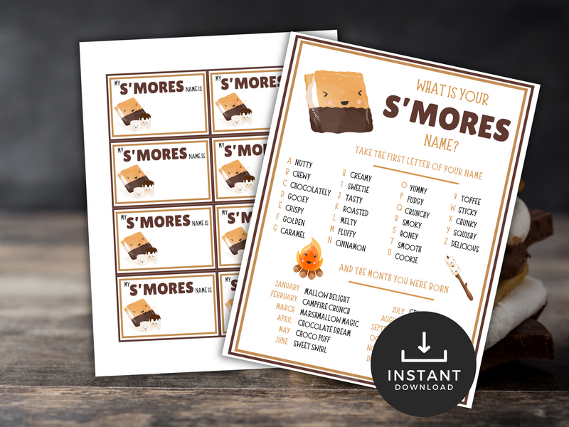 Whats your smores name printable party game