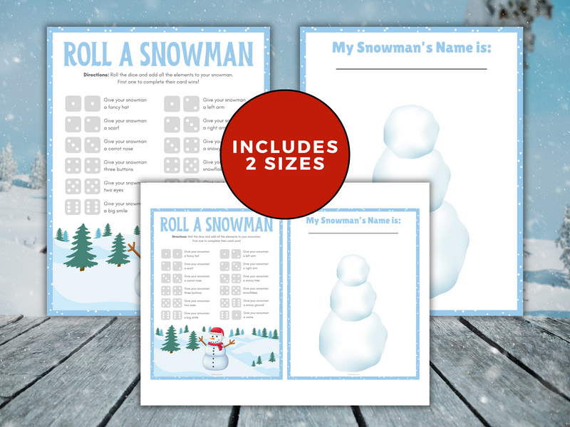 Roll a snowman printable game