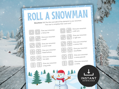 Roll a snowman printable game