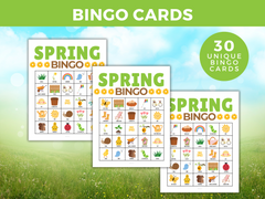 Spring Bingo Game 30 Unique Cards