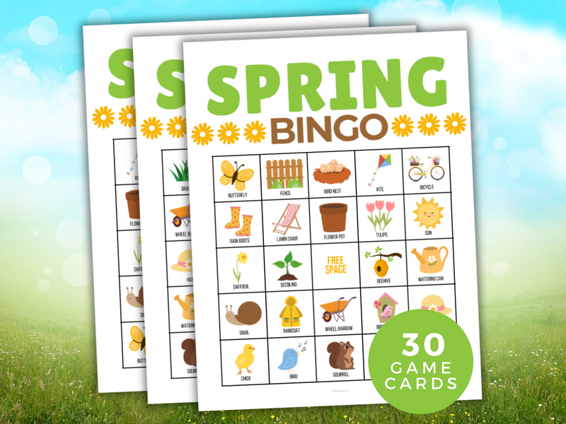 Spring Bingo Game 30 Unique Cards