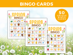 Spring Bingo Game 50 Unique Cards