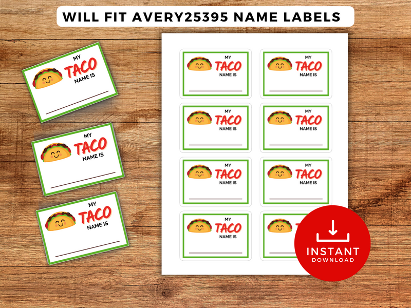 Taco Label Example What's your Taco Name? | LittleHaloJ