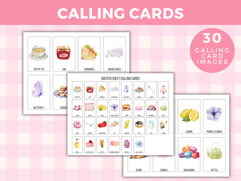 printable tea party bingo game