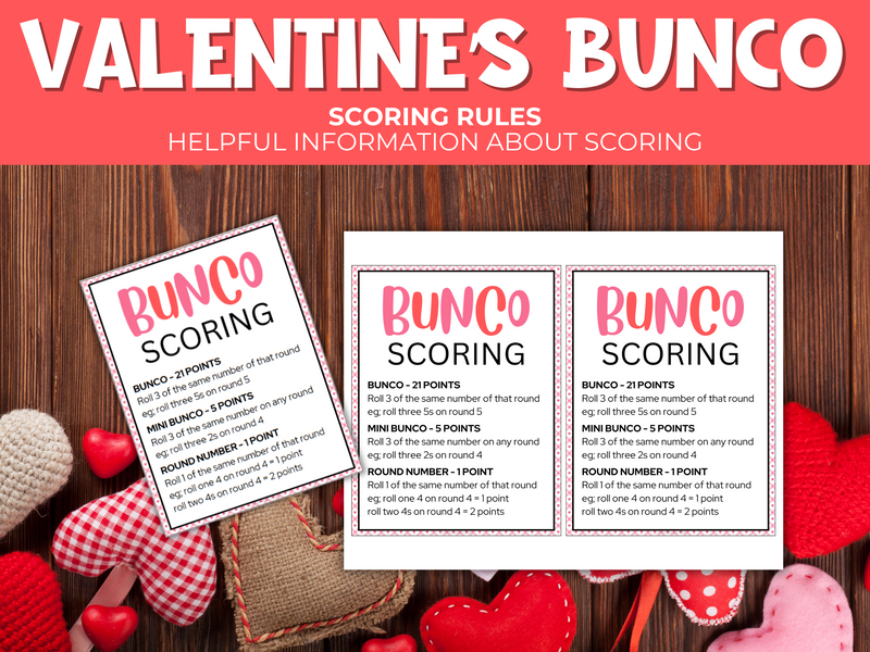 Valentines Party Bunco Game Pack