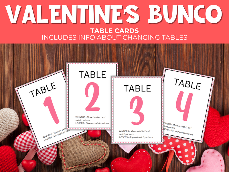 Valentines Party Bunco Game Pack