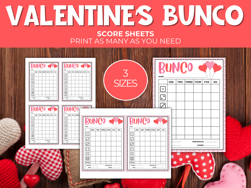 Valentines Party Bunco Game Pack