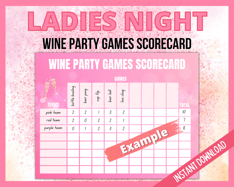 Wine Party Games Scorecard