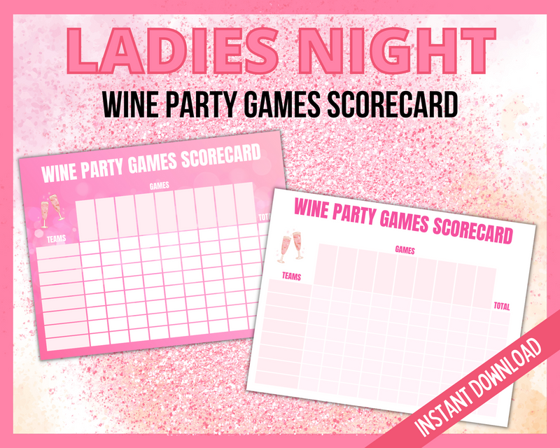 Wine Party Games Night Scorecard