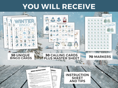 Winter Bingo Game 30 Cards