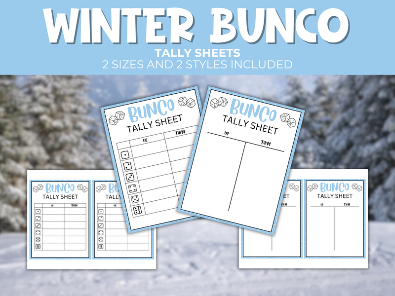 Printable winter bunco game