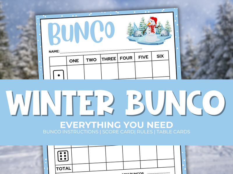 Printable winter bunco game