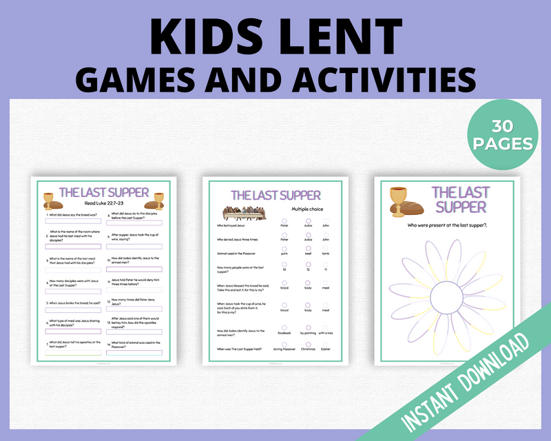 Printable Last Supper Lent Kids Activities