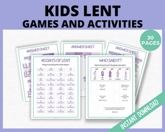 Printable Lent games and answer sheets