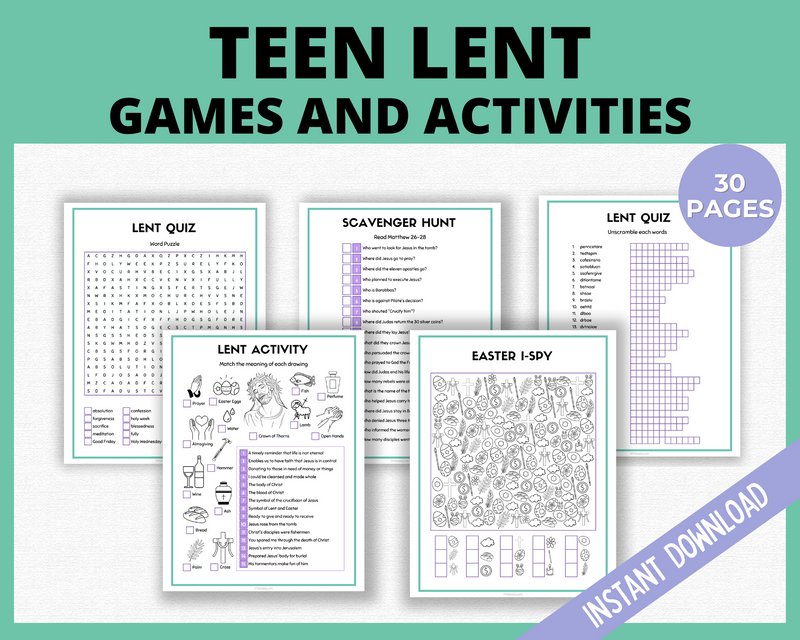 Printable Lent Games for Teenagers