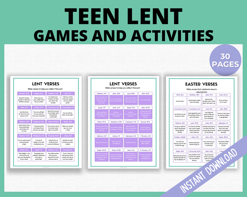 Printable Lent Verses for Teenagers
