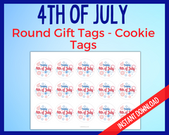 Fourth of July Round Cookie Tags