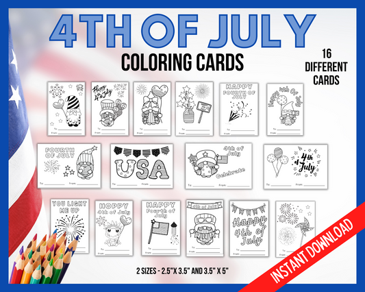 4th of July Coloring Cards