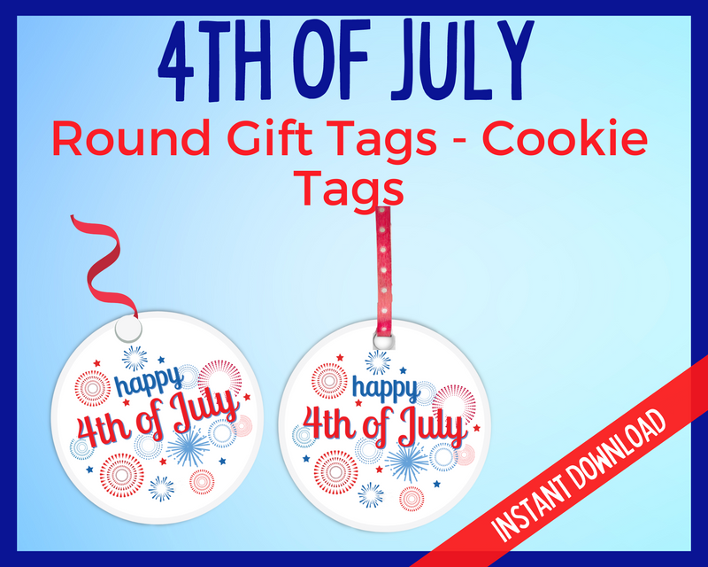 4th of July Round Cookie Tags