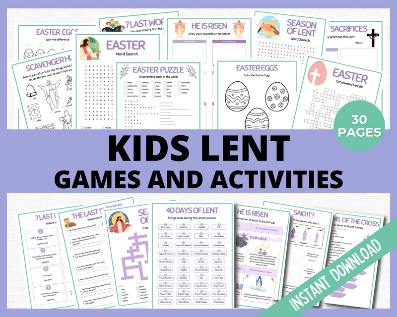Kids Printable Lent Games and Activities