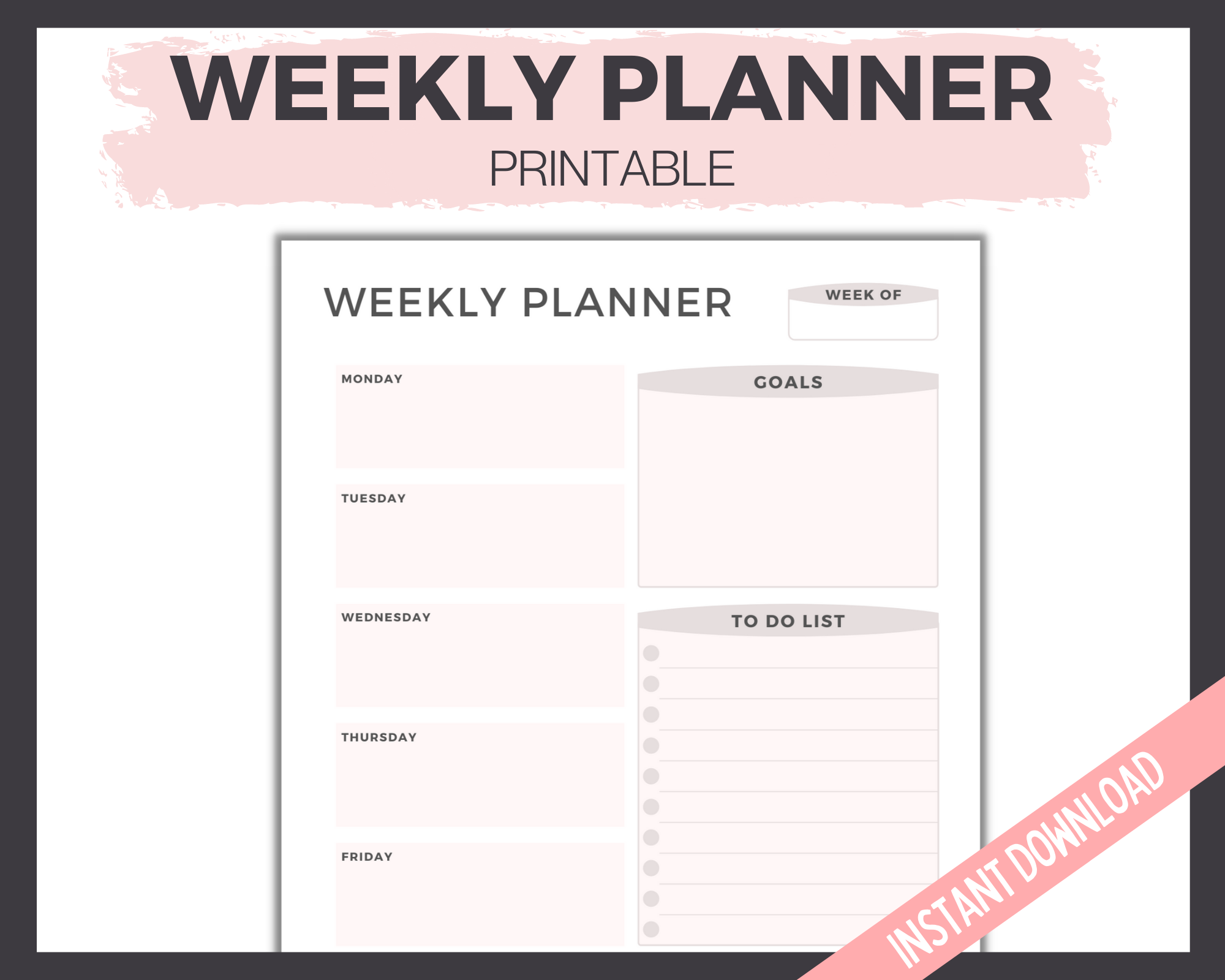 Editable Weekly Planner - Minimalist