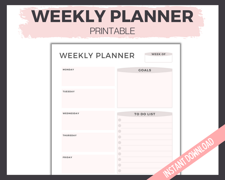 Editable Weekly Planner - Minimalist | LittleHaloJ