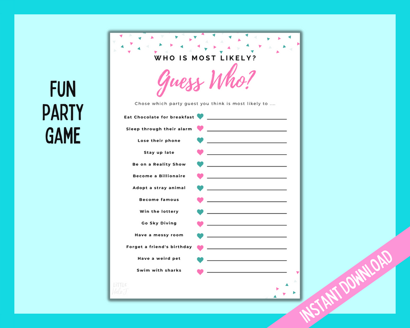 Guess Who Printable Party Game