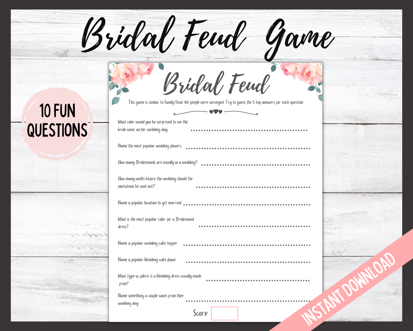 Bridal Feud Printable Game