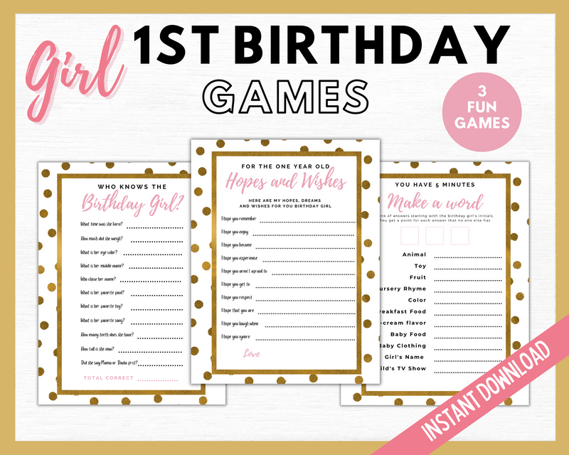 Girl 1st Birthday Party Games