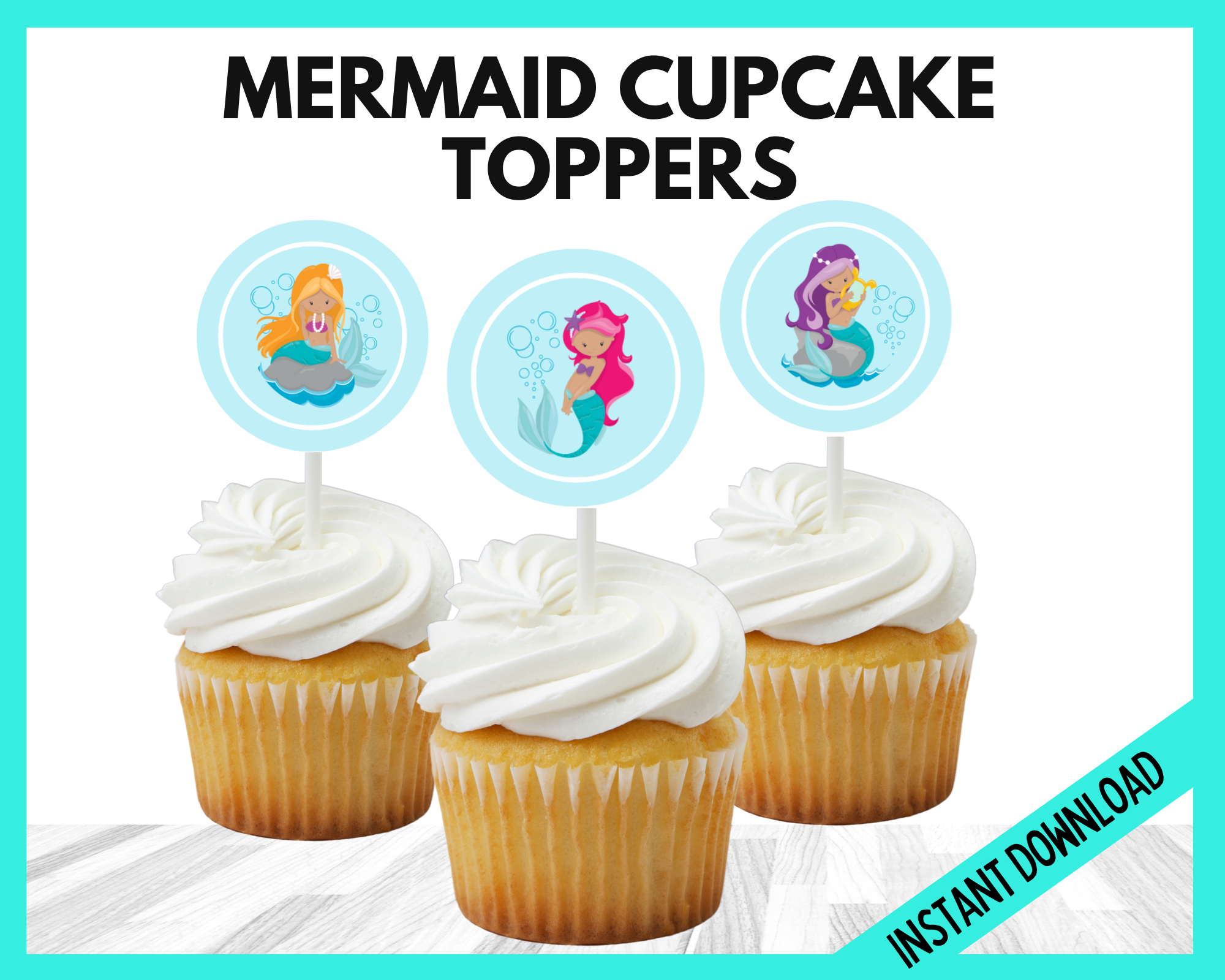 mermaid-cupcake-toppers-littlehaloj for Free Printable Ariel Cupcake Toppers Mermaid Cupcake Toppers | LittleHaloJ for Free Printable Ariel Cupcake Toppers
