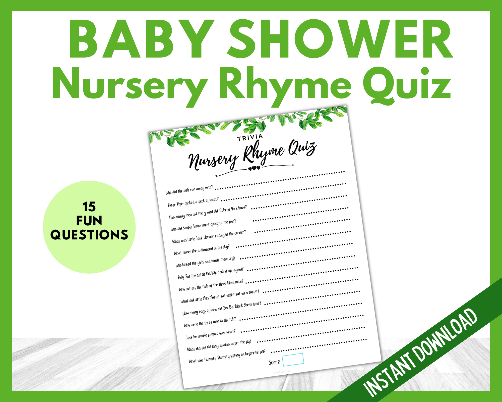 Nursery Rhyme Trivia - Green | LittleHaloJ nursery-rhyme-trivia-green-littlehaloj