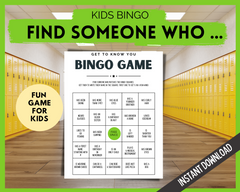 Kids get to know you bingo game