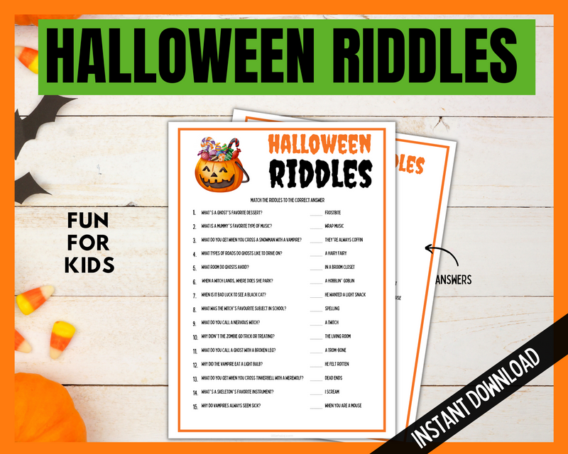 Halloween Riddles Game printable