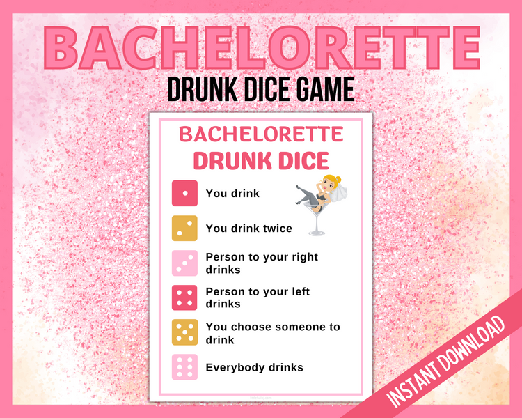 Drunk Dice Drinking Game Great for Pre-games Parties Bachelorette Parties  Available as a Digital Download 