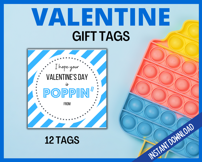Blue Striped Valentine's Day Gift Tags